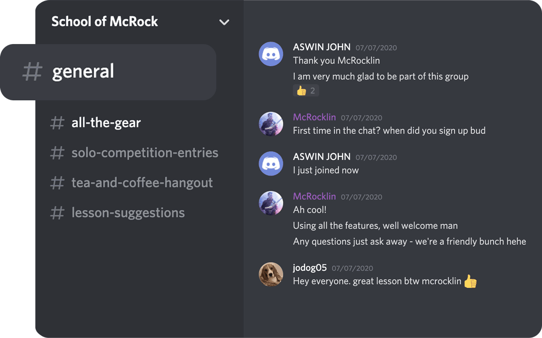 Screenshot of members chat